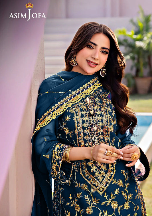 ASIM JOFA Chiffon suit || 3 PIECE UNSTITCHED Embroidered