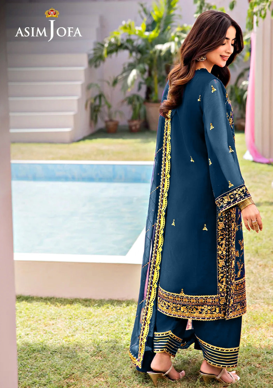 ASIM JOFA Chiffon suit || 3 PIECE UNSTITCHED Embroidered