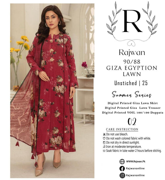 RAJWAN - 3PC GIZA EGYPTION LAWN