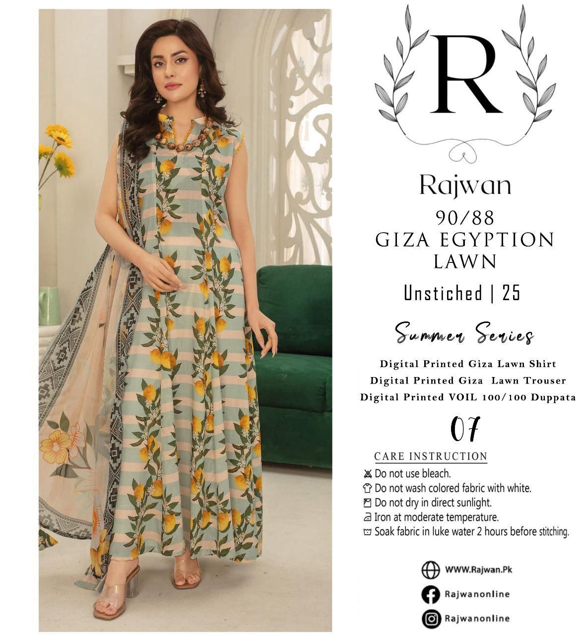 RAJWAN - 3PC GIZA EGYPTION LAWN