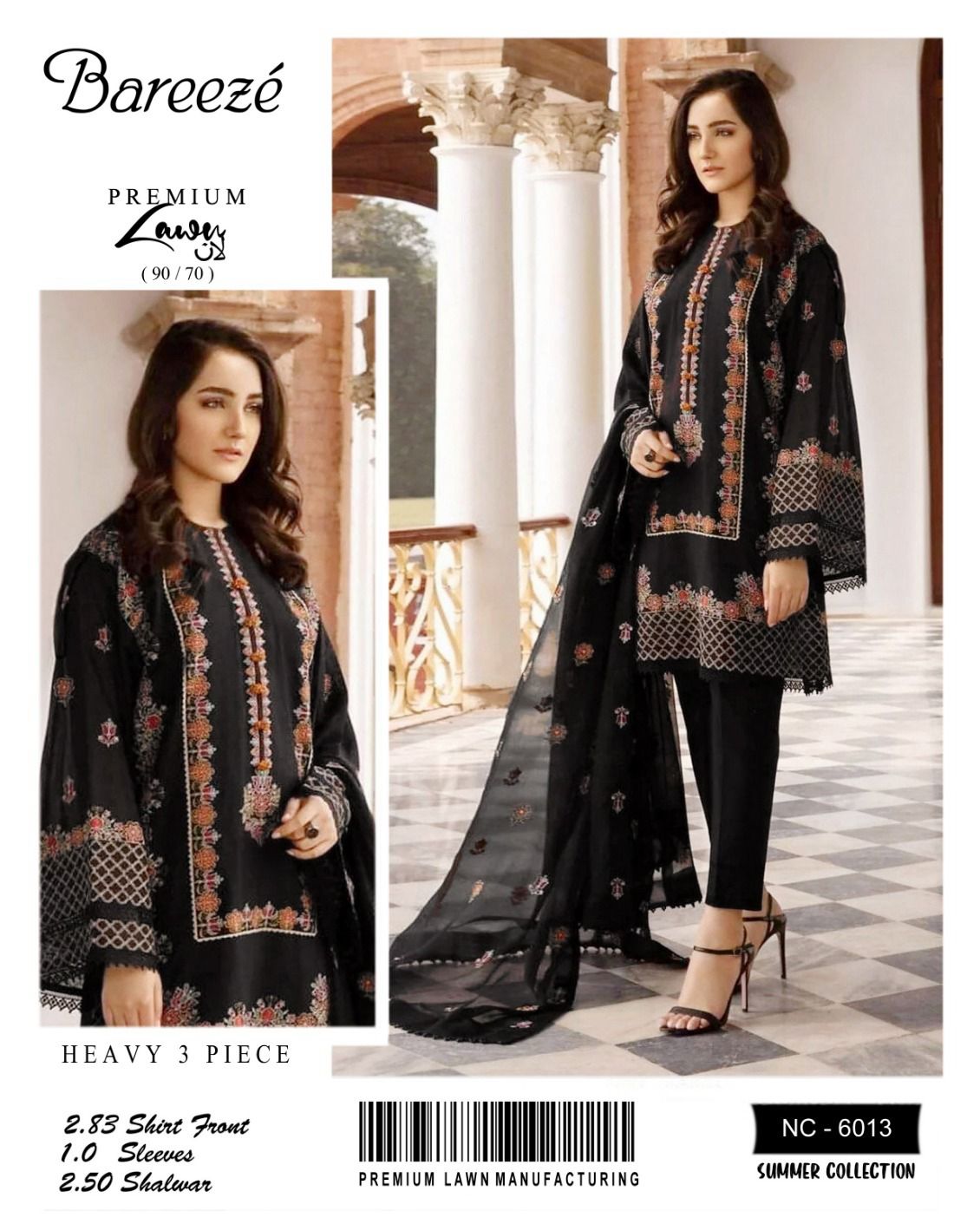 Bareeze - 3PC Lawn Heavy Embroidered Shirt