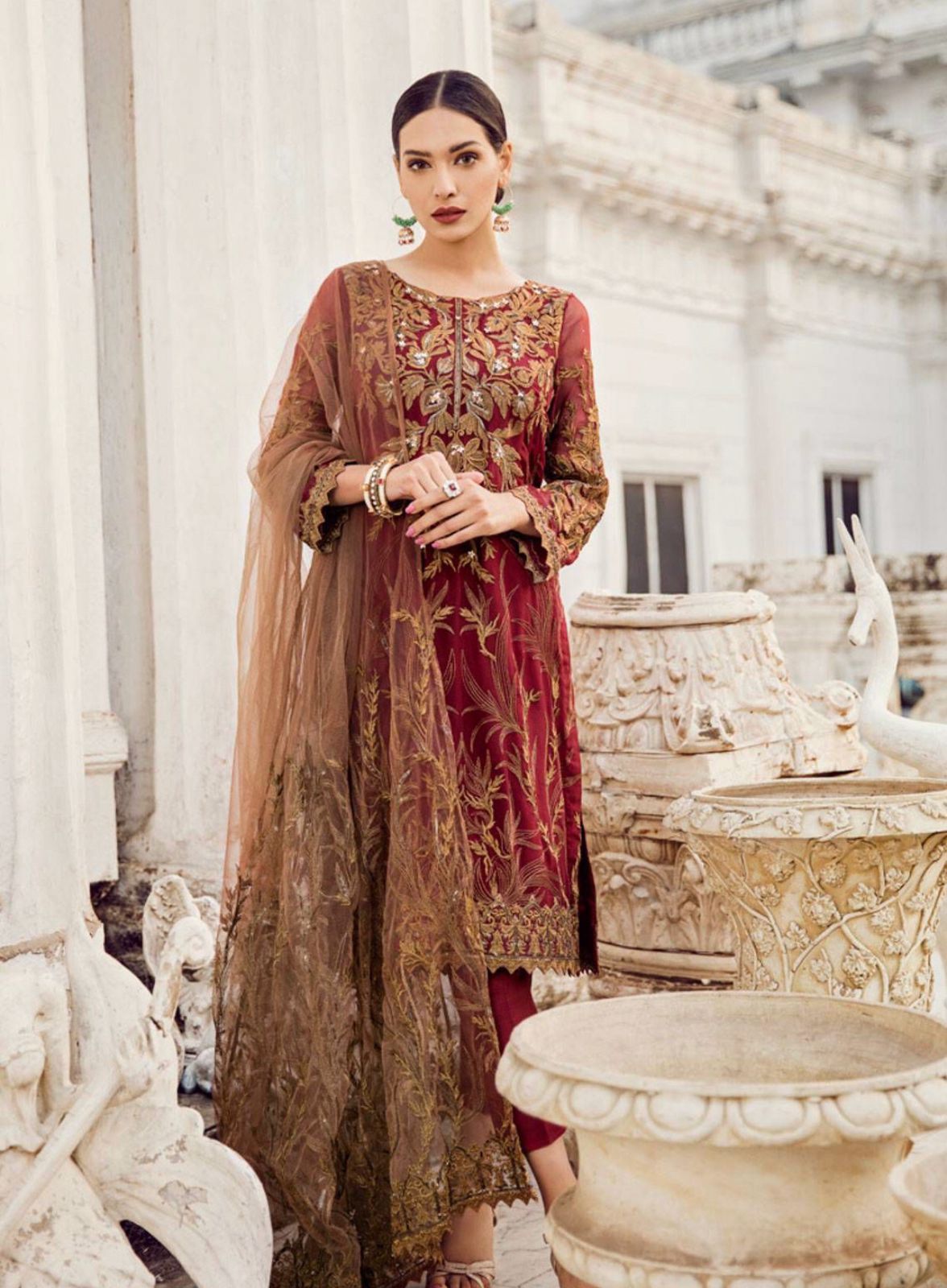 IZNIK | Chiffon suit with heavy net embroidery dupatta