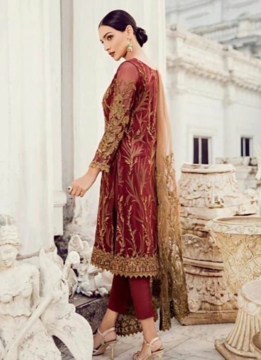 IZNIK | Chiffon suit with heavy net embroidery dupatta